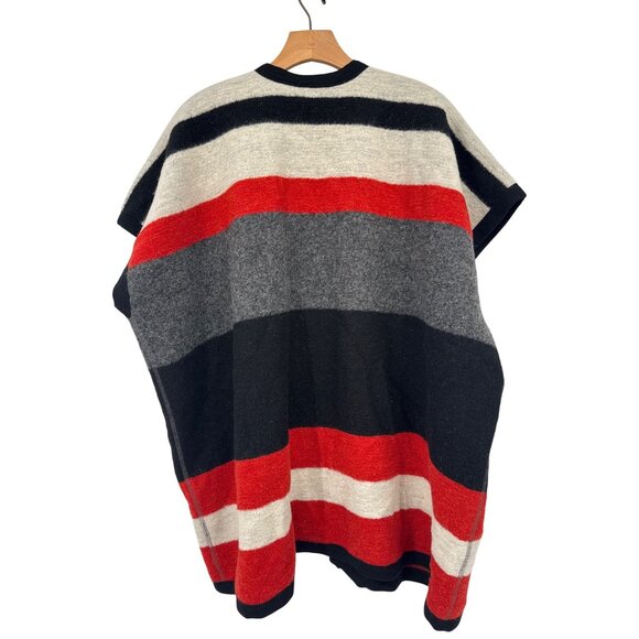 Red 23 Womens Striped Open Front Wool Blend Poncho Cardigan One Size USA - Picture 4 of 6